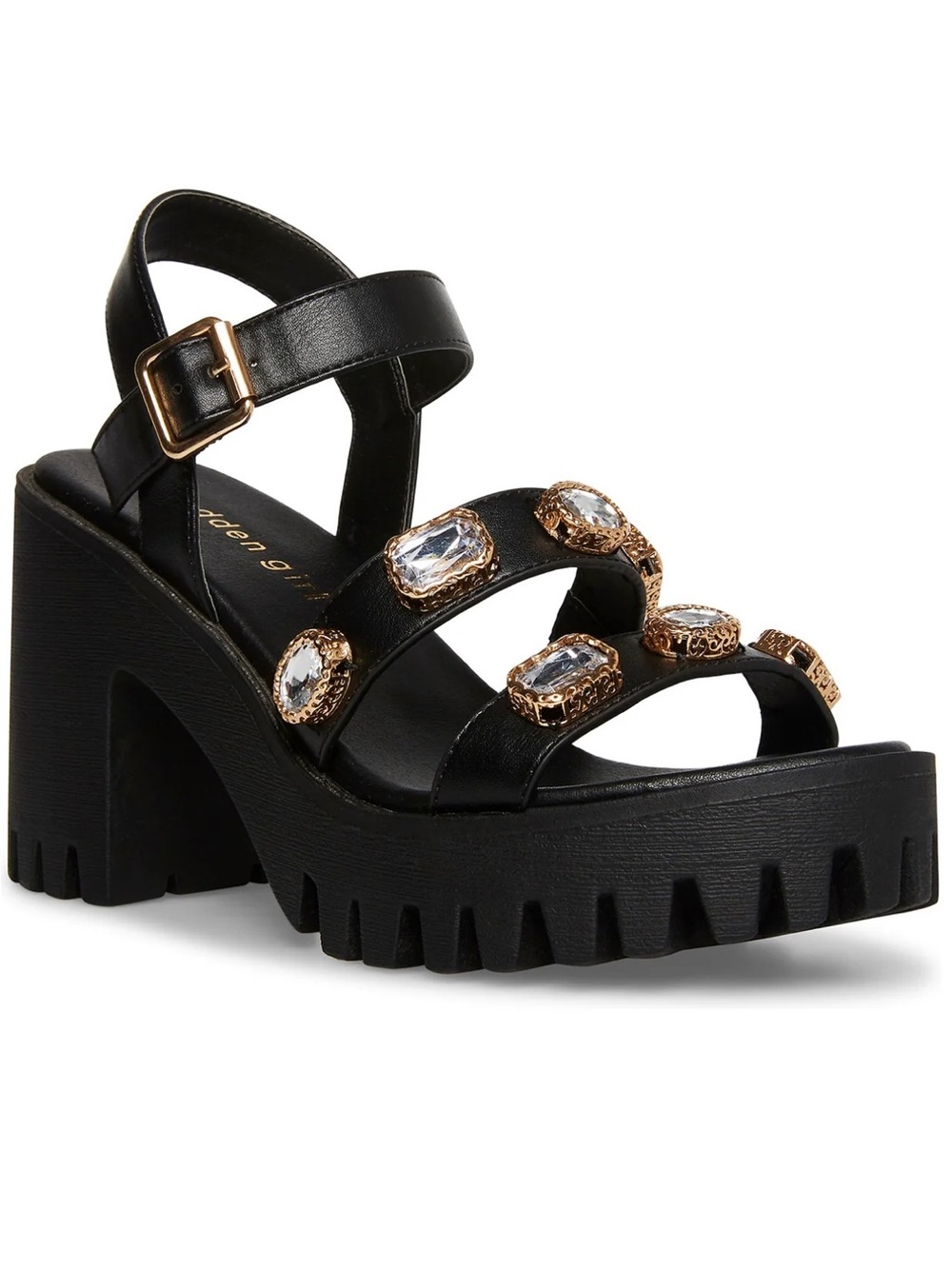 MADDEN GIRL “Stunning” Rhinestone Lug Sole Sandals